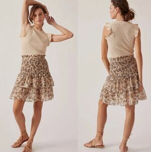 Anthropologie Current Air Ruffle Crewneck Mini Sweater Dress Size Large